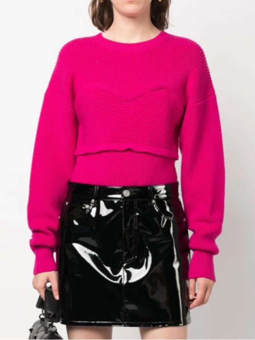IRO Paris Gedeon Bright Fuchsia Pink Knit Wool Blend Sweater Jumper Large/US 8